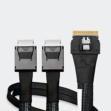 Icy Dock SlimSAS 8i SFF-8654 to 2x OCuLink 4i SFF-8611 Cable - 0.5M (mb206l-b)