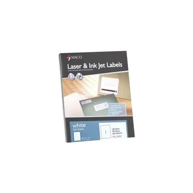 Maco Ml-0100 Return Address Label - 8.5" Width X 11" Length - 100 / Box - White (ml0100)