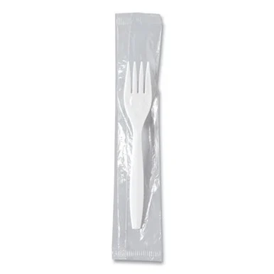 Dart MOW10007 Regal Mediumweight Cutlery, Individually Wrapped, Fork, Plastic, White, 1,000/carton