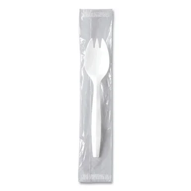 Dart MOW60007 Regal Mediumweight Cutlery, Individually Wrapped, Spork, Plastic, White, 1,000/carton