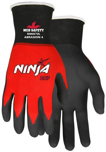 Mcr Safety N96970M Ninja Bnf N96970 Gloves, Medium, Black/red, Dozen