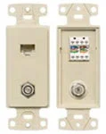 Hubbell NS785W Decorator Frame with CAT5e Jack and F-Type Coupler White