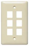 Hubbell NSP16W Multimedia Wall Plate 1-Gang 6-Port White