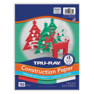 Pacon P6684 Tru-ray Construction Paper, 70 Lb Text Weight, 9 X 12, Assorted Holiday Colors, 150/pack