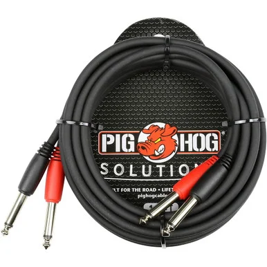 Pig Hog PD21410 10ft 1/4 To 1/4 Dual Cable