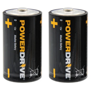 Powerdrive PD2D Size D 1.5v Batteries Extended Shelf Life - 2pack