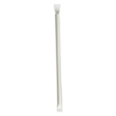 Boardwalk PPRSTRWIW Wrapped Jumbo Paper Straws, 7.75", Paper, White, 1,280/carton
