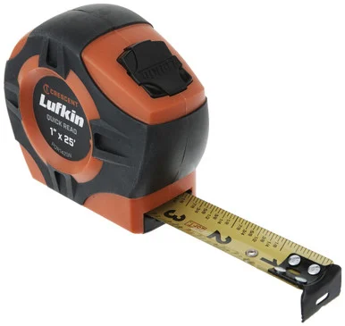 Lufkin PQR1425N Tape Measure 25ft 1in Hi -viz Orange Quickread