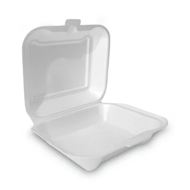 Plastifar Sa PST12018 Foam Hinged Lid Container, 7.81" X 3.38" X 8.75", White