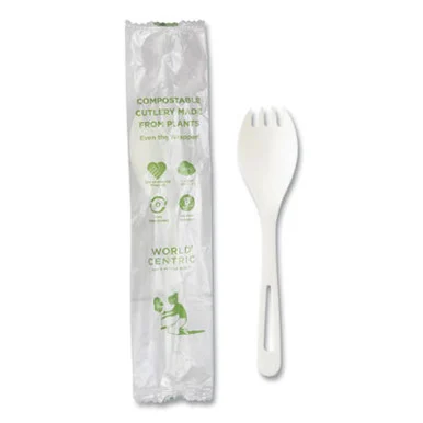 World Centric RKPSI Tpla Compostable Cutlery, Spork, White, 750/carton