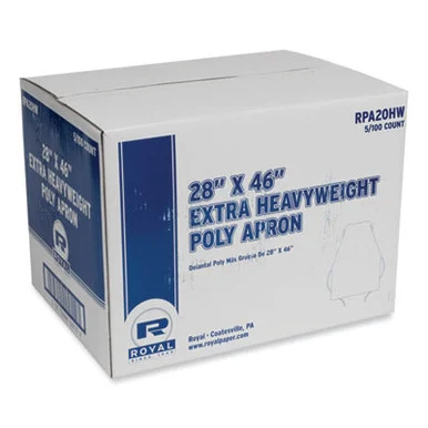 Amercareroyal RPA20HW Heavyweight Poly Aprons, 28 X 46, 1.77 Mil, One Size Fits All, White, 500/carton
