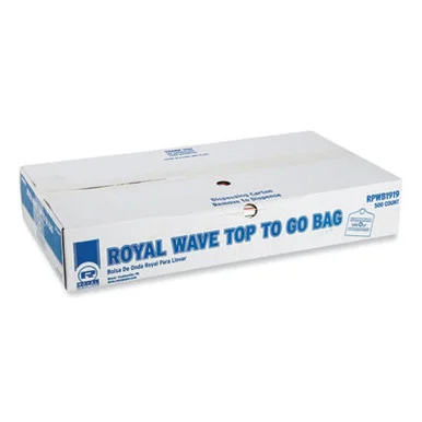 Amercareroyal RPWB1919 Wave Top To-go Bags, 19 X 9.5 X 19, White With Red Print, 500/carton