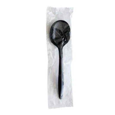 Boardwalk SOUPBLPPIW Mediumweight Wrapped Polypropylene Cutlery, Soup Spoon, Black, 1,000/carton
