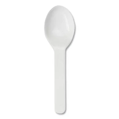 World Centric SPCS3 Pla Compostable Cutlery, Tasting Spoon, White, 3,000/carton