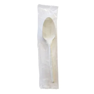 Boardwalk SPOONMWPPIW Mediumweight Wrapped Polystyrene Cutlery, Teaspoon, White, 1,000/carton