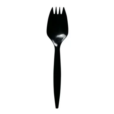Boardwalk SPORKBLPP Mediumweight Polypropylene Cutlery, Spork, Black, 1,000/carton