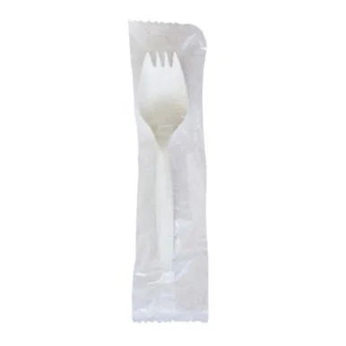 Boardwalk SPORKWHPPIW Mediumweight Wrapped Polypropylene Cutlery, Spork, White, 1,000/carton