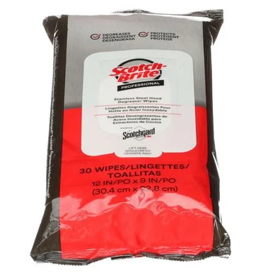 3m SSWIPES Stainless Steel Hood Degreaser Wipes, 9 X 12, Unscented, 30 Wipes/pack, 6 Packs/carton