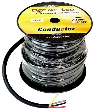 Deejay LED TBH104C100 100-foot 4-conductor 10 Gauge Stranded Cable W/single Black Jacket Ideal For Speakers And Power