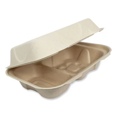 World Centric TOSCU34DLFP Fiber Hinged Containers, Hoagie Box, 9.2 X 6.4 X 3, Natural, Paper, 500/carton
