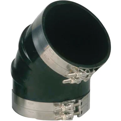 Trident Marine TRL-545-S/S 5" Id 45-degree Epdm Black Rubber Molded Wet Exhaust Elbow W/4 T-bolt Clamps TRL545S/S