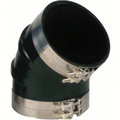 Trident Marine TRL-845-S/S 8" Id 45-degree Epdm Black Rubber Molded Wet Exhaust Elbow W/4 T-bolt Clamps TRL845S/S