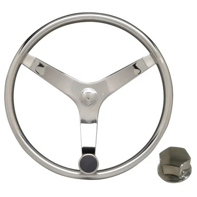 Uflex Usa V46KIT Uflex - V46 - 13.5" Stainless Steel Steering Wheel W/speed Knob & Chrome Nut