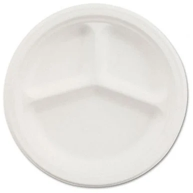 HUHTAMAKI VESTRYCT Paper Dinnerware, 3-compartment Plate, 10-1/4" Diameter, White, 500/carton