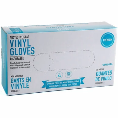 BLUZEN Powder-Free Vinyl Gloves (vin101xlct)
