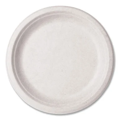 Vegware VWP013NFA Nourish Molded Fiber Tableware, Compostable, Plate, Sugarcane, 9" Dia, White, 500/carton