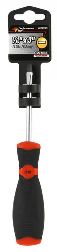 Wilmar W30986 Slotted Screwdriver, 3/16" Tip, With 3" Shaft, Clear Handle