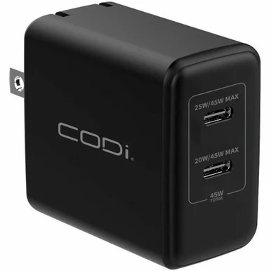 CODi 45W Wall Charger w/ 2x USB-C Charging Ports WC0452C