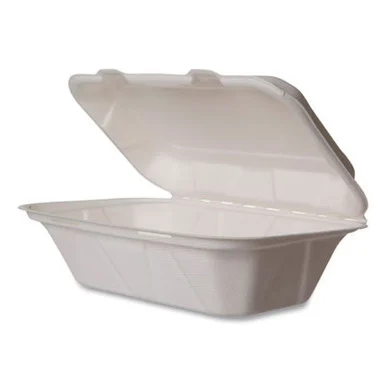 Vegware WHHOAGIE Nourish Molded Fiber Takeout Containers, 5 X 9 X 2, White, Sugarcane, 250/carton