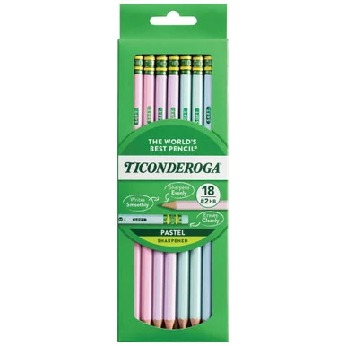 Dixon Ticonderoga X13718 Pre-sharpened Pencil, 2.2 Mm, Hb (#2), Black Lead, Pastel Assorted Barrel, 18/pack
