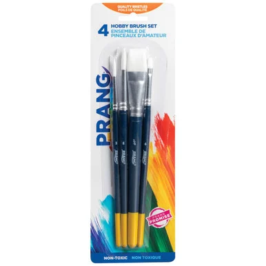 Dixon Ticonderoga X94006 Hobby Four-brush Set, Assorted, Synthetic, Flat; Round, 4/pack