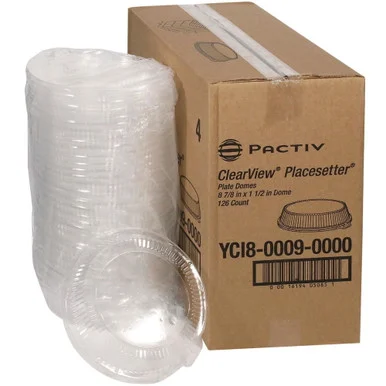 Pactive YCI800090000 Clearview Dome-style Lid With Tabs, 8.75" Diameter X 0.8" H, Clear, Plastic, 126/carton