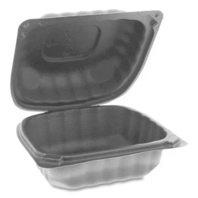 Pactive YCNB06000000 Earthchoice Smartlock Microwavable Hinged Lid Containers, 5.75 X 5.95 X 3.1, Black, 400/carton
