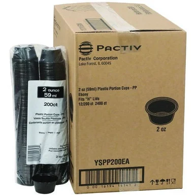 Pactive YSPP200EA Plastic Portion Cup, 2 Oz., Black, 2,400/carton