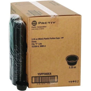 Pactive YSPP300EA Plastic Portion Cup, 3.25 Oz, Black, 3,000/carton
