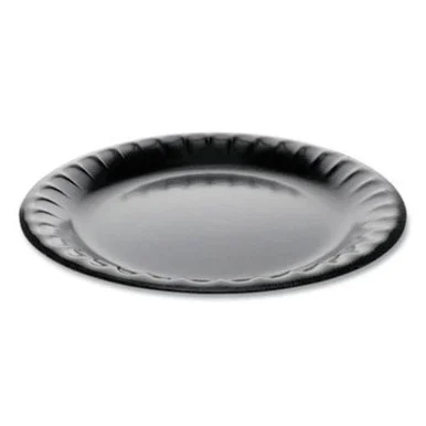Pactive YTKB00090000 Laminated Foam Dinnerware, Plate, 9" Diameter, Black, 500/carton