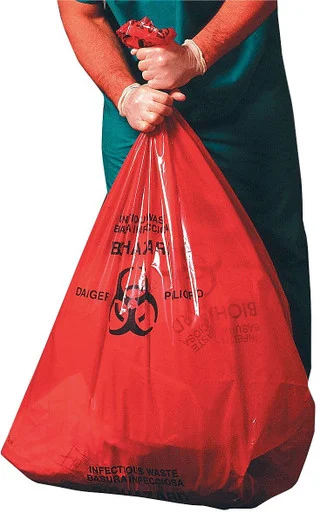 Heritage Z6640HRP01 Healthcare Pre-printed High-density Can Liners, Infectious Waste: Biohazard, 30-33 Gal, 0.55 Mil, 33 X 40, Red, 250/carton